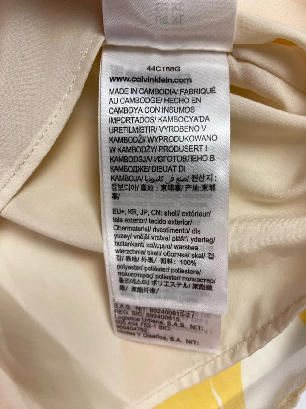 Calvin Klein Yellow Abstract Sleeveless Blouse XL Sheer Lightweight Top